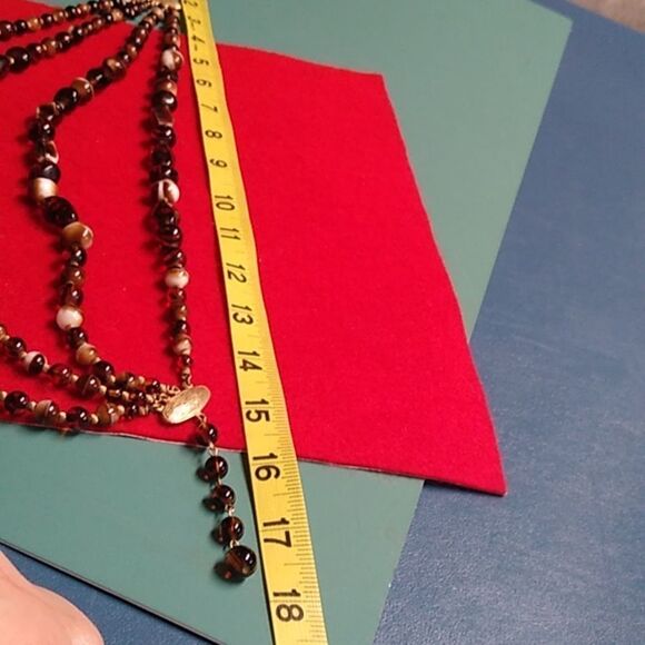 Faux Tiger Eye Graduated Shapes  & Sized Beads Multiple Strands Gold Tone - Picture 9 of 11